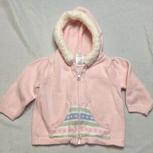 ✨ Gymboree Adorable Girls Pink Sweater Hooded Jacket 3-6 months